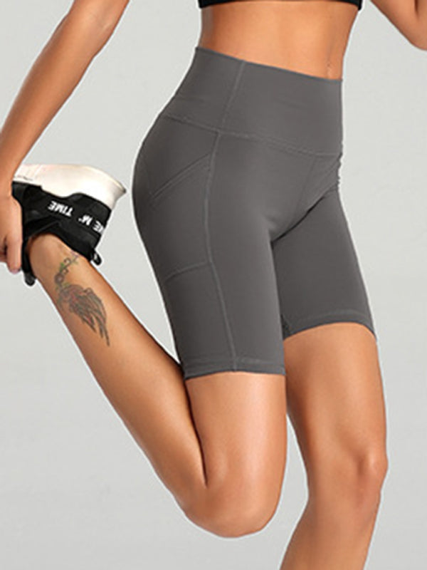 High Waist Hip Lifting Pocket Shorts