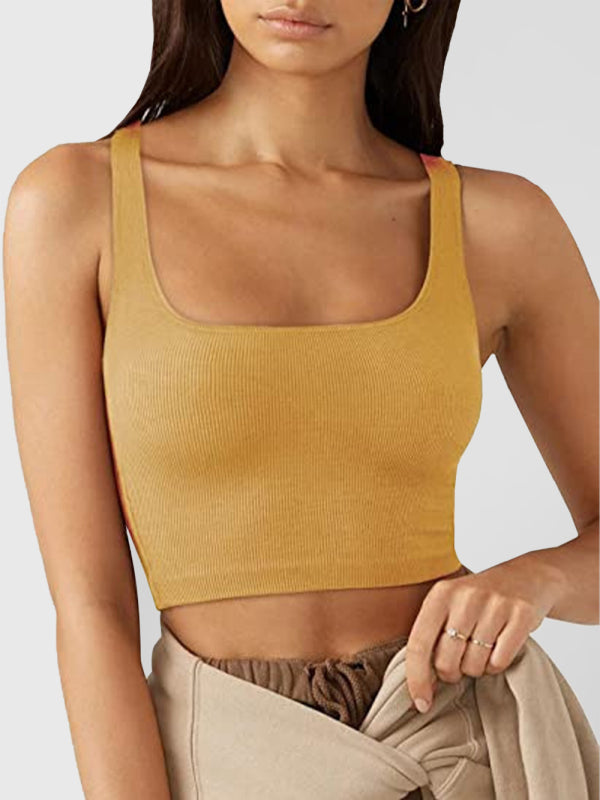 Solid Casual Thread Short Vest