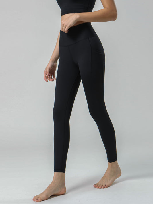 Double Sided Brushed Yoga Pants High Waist Pocket